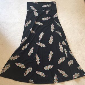Lularoe Black Maxi Skirt with Feathers